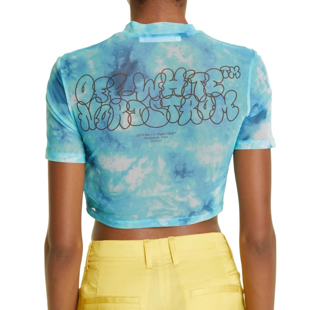 Off-White Tie Dye Mesh Crop Top - Picture 5 of 16